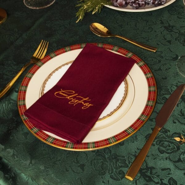 Servilletas Burgundy Christmas gold