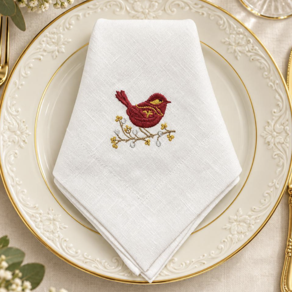 Servilletas Christmas bird ambientado